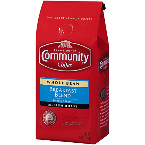 Community Coffee Breakfast Blend Whole Bean Coffee, Medium Roast, 12 oz Bag (Pack of 2)