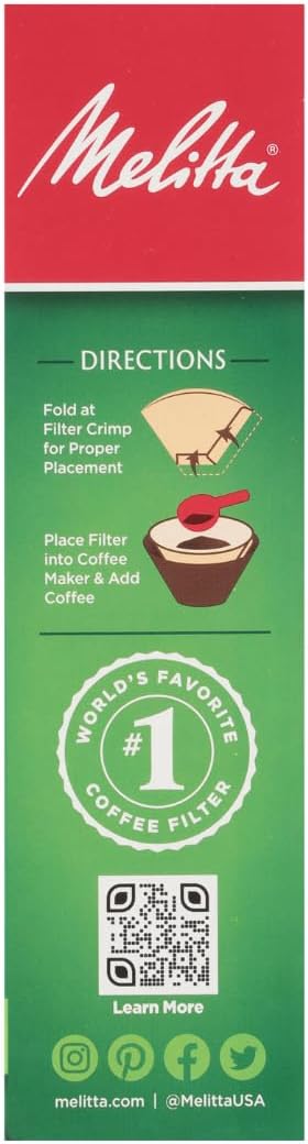 Melitta #4 Cone Coffee Filters, Natural Brown, 100 Count (Pack Of 6), 600 Total Filters - Fits all 8-12 Cup Cone Coffee Makers and Pour-Overs, Compostable, Tear-Resistant, Made in USA