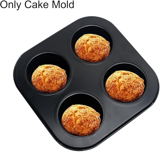 Pilarmuture 4 Hole Muffin Pan Muffin Trays, Bakeware Tins & Trays Non-stick Cupcake Baking Pan Mini Muffin Cups Pudding Bakeware Cake Mold for Oven Baking Roasting