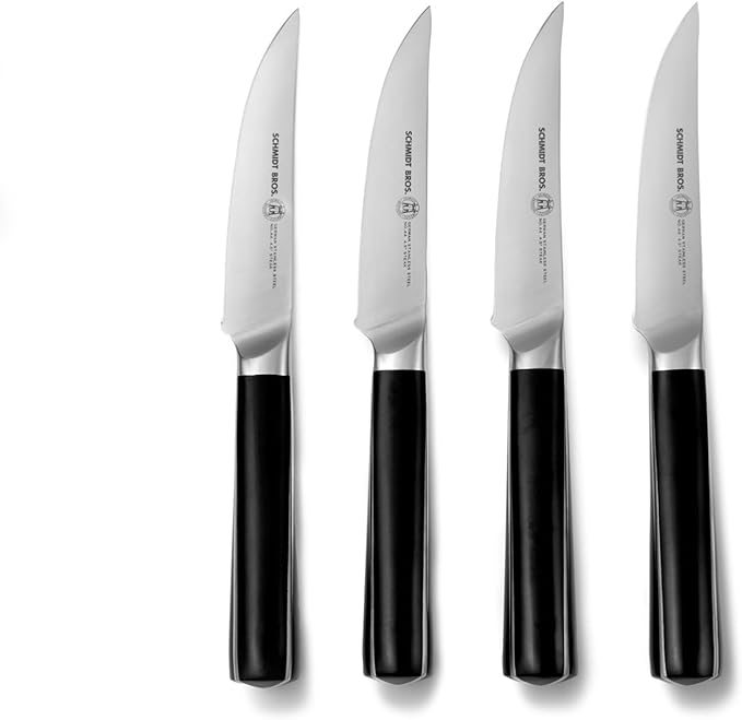 Schmidt Brothers - Crosstown Series 4-Piece Steak Knife Set, High-Carbon German Stainless Steel Cutlery, Double Cross Tang Handles