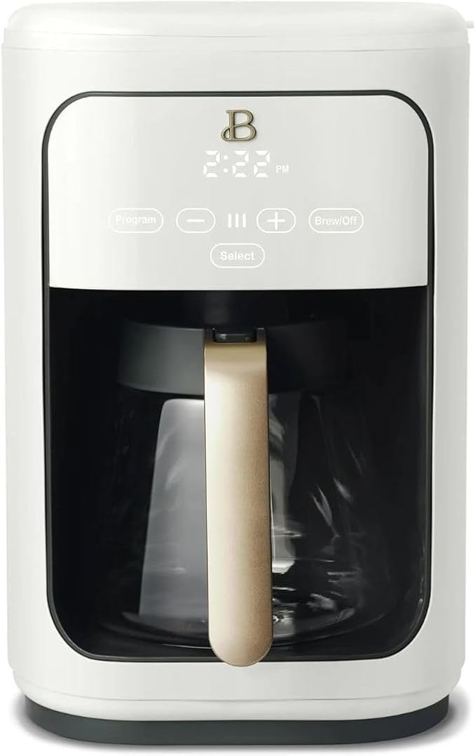 Beautiful 14-Cup Programmable Coffee Maker with Touch-Activated Display – Brew Hot Coffee Fast, Keep Warm & Auto-Pause (White Icing)