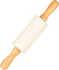 Mini Silicone Rolling Pin for Kids, Non-stick Surface Wood Handle, 9 Inch 1 Pack White Candy Granules