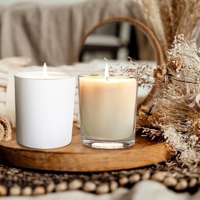 Thick Candle Jars for Making Candles 16 Pcs, 7 OZ Empty Jars with Wood Lids for Candle Making, Sample Container, Clear