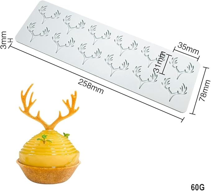 Hollow Leaf Silicone Mold Chocolate Candy 3D Hollow Leaf Candy Mold Food Cooking Meals Decorations Fondant Mold Polymer Clay Molds (Deer Horn K_10.32x3.12x0.12inch)