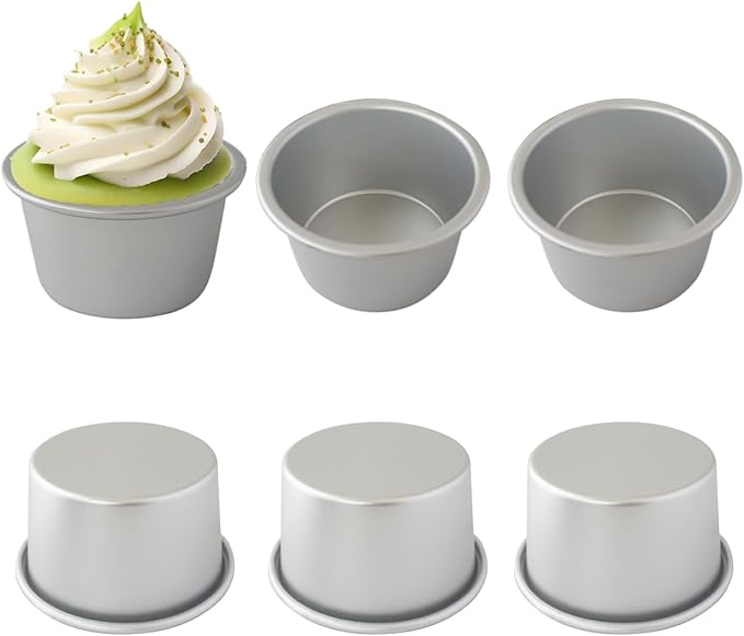 Aluminum Tart Pan Set, 6 PCS Popover Pan Single Serving Pastry, Large Muffin Pans, Baking Tool for Egg Tart, Yorkshire, Cupcake, Baba Au Rhum, Pot Pie (3.82x 2.95x 2.05 Inch)
