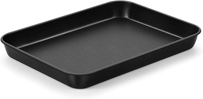 P&P CHEF 10.5 Inch Baking Cookie Sheet Pan, Carbon Steel Oven Tray, Non Stick Bakeware for Cooking Baking Bread Meat Vegetables, Sturdy & Healthy, Easy Clean, 1Pc