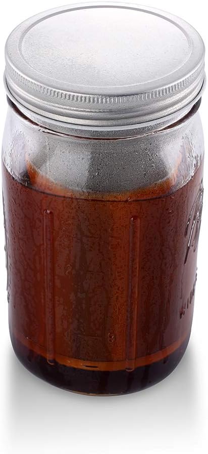 MODERNJOE'S Premium Cold Brew Coffee Filter for 1 Quart Wide Mouth Mason Jars. Cold Brew Coffee Maker. Perfect for Iced Coffee and Tea. 50 Micron EXTRA Fine Mesh 304 Stainless Steel