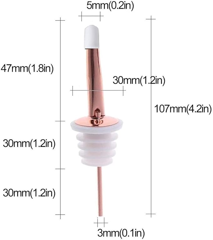 24 Pack Liquor Pour Spouts Set - Stainless Steel bottle spout and Liquor Pourers Dust Caps Covers Rose Gold White