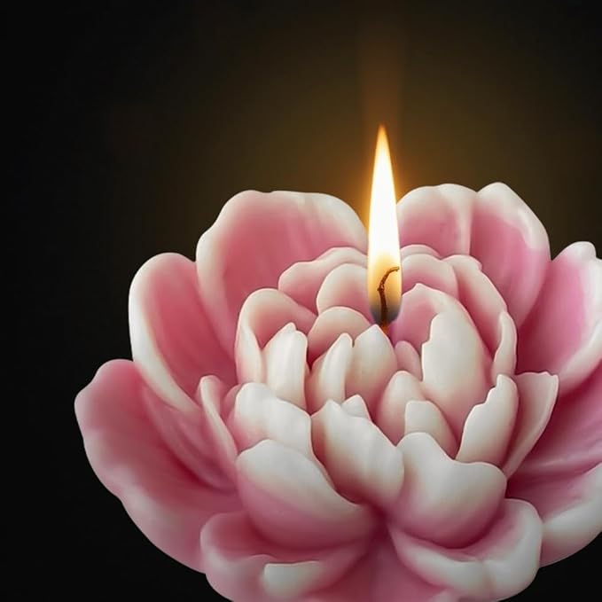 Love Heart Flower Candle Mold for Candle Making Cute 3D Molds for Candles Non-Stick Mould Chocolate Candies Dessert Flower Molds Silicone for Crafts Resin Soap Aroma Candles Mold Home Decoration