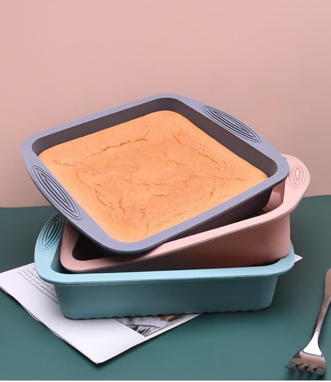 Nonstick Silicone Bakeware Set, 6 set Baking Cake Pan, Economical BPA Free Heat Resistant Bakeware Tools for DIY Loaf Bread Cheesecake Pizza Cupcake Muffin (Gray)