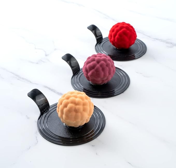 Pastry Tek 4 Cavities Fruit Silicone Mold, 1 Oven-Ready Berry Mold - Flexible, Freezable, White Silicone Lychee Berry Mold, Easy Release, For Baking - Restaurantware