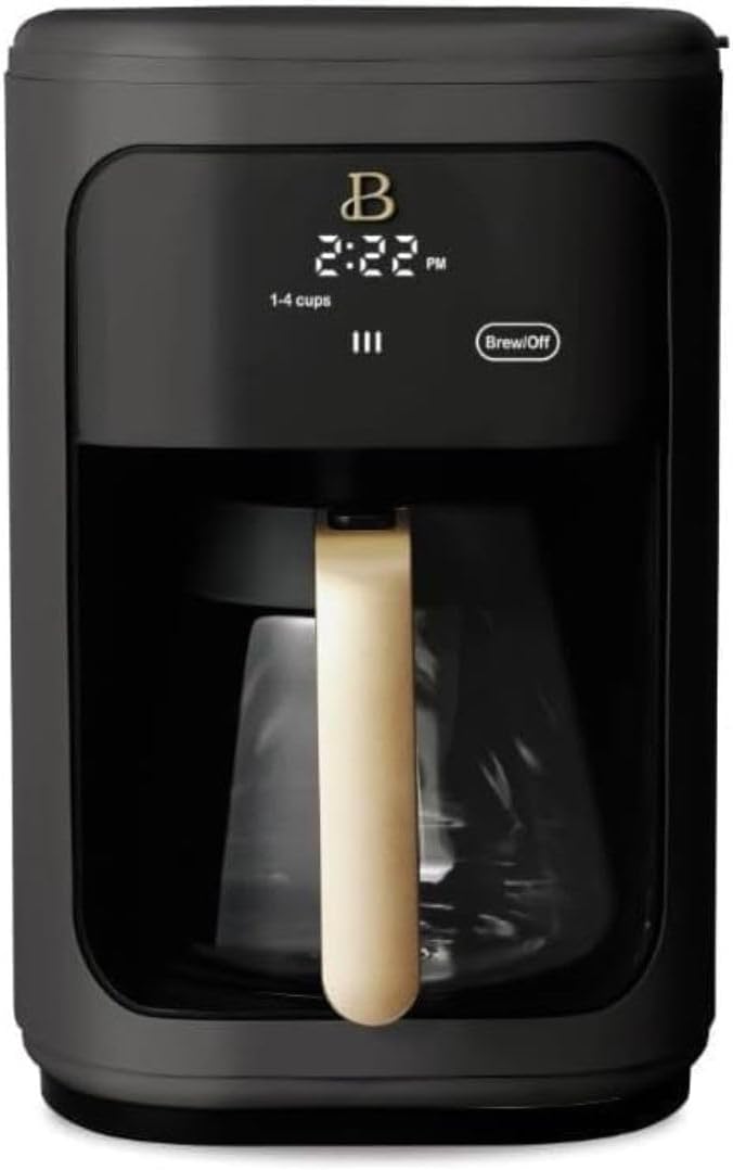 Beautiful 14-Cup Programmable Coffee Maker with Touch-Activated Display – Brew Hot Coffee Fast, Keep Warm & Auto-Pause (Black Sesame)