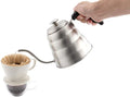 Restaurantware Restpresso 41 Ounce Gooseneck Kettle 1 Dishwashable Pour Over Kettle - With Thermometer Lid Non-Stick Coating Stainless Steel Stovetop Kettle Built-In Handle