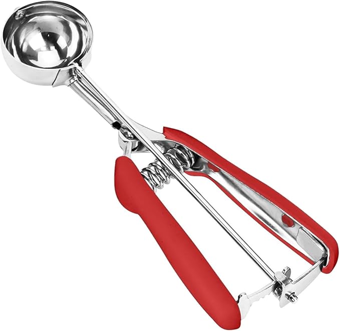 Cookie Scoop, Ice Cream Scoop, 2.5Tbsp/42ml/1.4 oz Cookie Scoops for Baking, 18/8 Stainless Steel Cookie Scooper for Baking, Cookie Dough Scoop, Ice Cream Scooper with Trigger Release (Red)