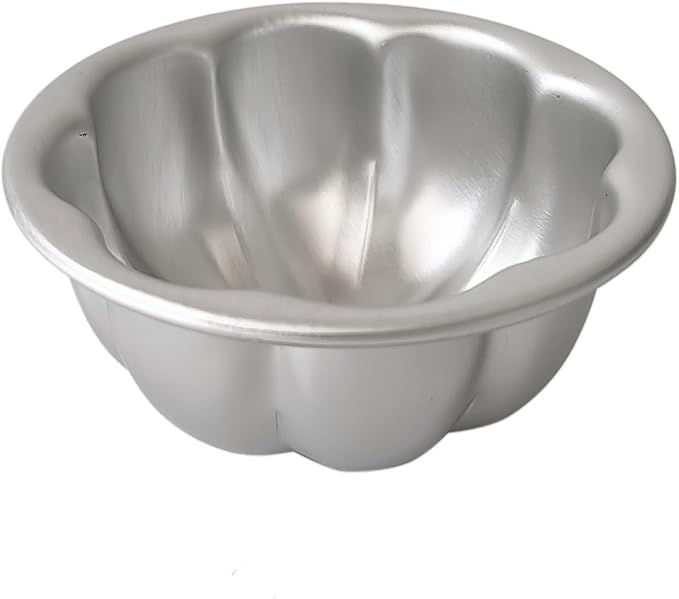 6 Pack Egg Tart Pans Pumpkin Shape, Aluminum Jelly Mold, Pudding Cup Molds, Small Muffin Pan for Baking Jello, Cupcake, Tartlets, 3.3" x 1.7"