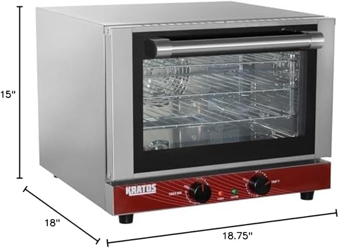 Kratos Commercial Oven, Quarter Size Electric Countertop Convection Oven, Holds Three Quarter Size Sheet Pans, 120V (29M-001)