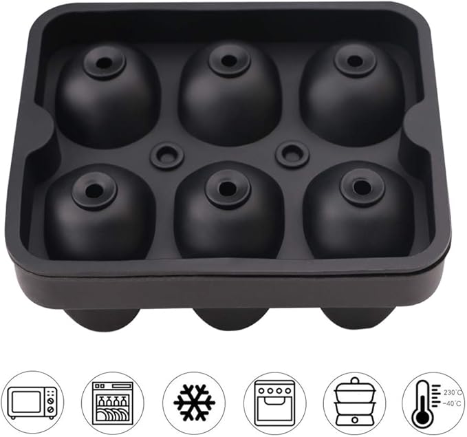 CHIYAN Skull Ice Mold Silicone - Set of 6 Large 3D Ice Cube Molds, 2.3x2.3 Inch Flexible Silicone Freezer Tray, Whiskey Cubes Mold Skull for Party Cocktails Champagne and Drinks