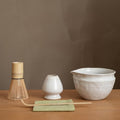 6-pcs Japanese Matcha Whisk Set with Handmade Wabi-Sabi Ceramic Bowl(Chawan),Bamboo Chasen, Whisk Holder, Scoop, Sifter & Tea Towel,Matcha Ceremony Kit,(Light Veil Gray)