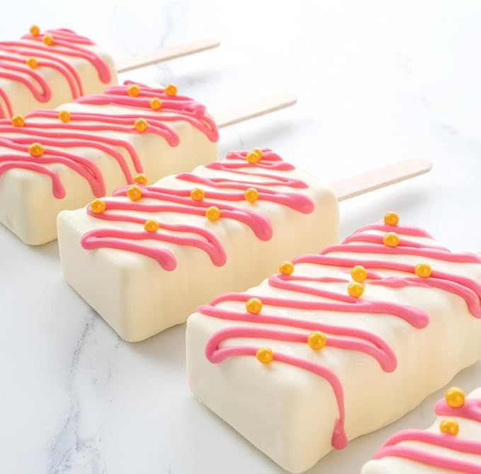 Pastry Tek 4 Cavities Popsicle Molds, 10 Rectangle Cakesicle Molds - Flexible, Freezable, White Silicone Cake Popsicle Molds, Easy Release, For Baking - Restaurantware