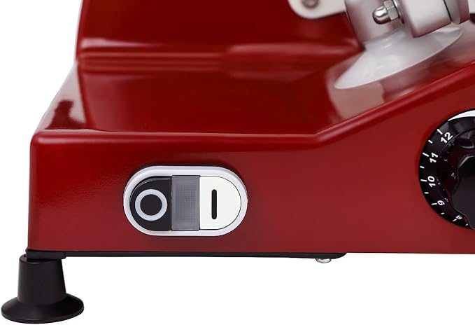 BESWOOD 10" Electric Deli Meat Slicer, Cheese Food Slicer with Premium Chromium-plated Steel Blade, for Home and Commercial use, 240W, Serving Plate included, Classic Red