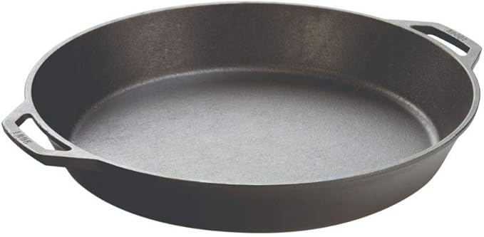 Lodge 17 Inch Pre-Seasoned Cast Iron Skillet - Dual Assist Handles - Use in the Oven, on the Stove, on the Grill, or Over a Campfire - Black