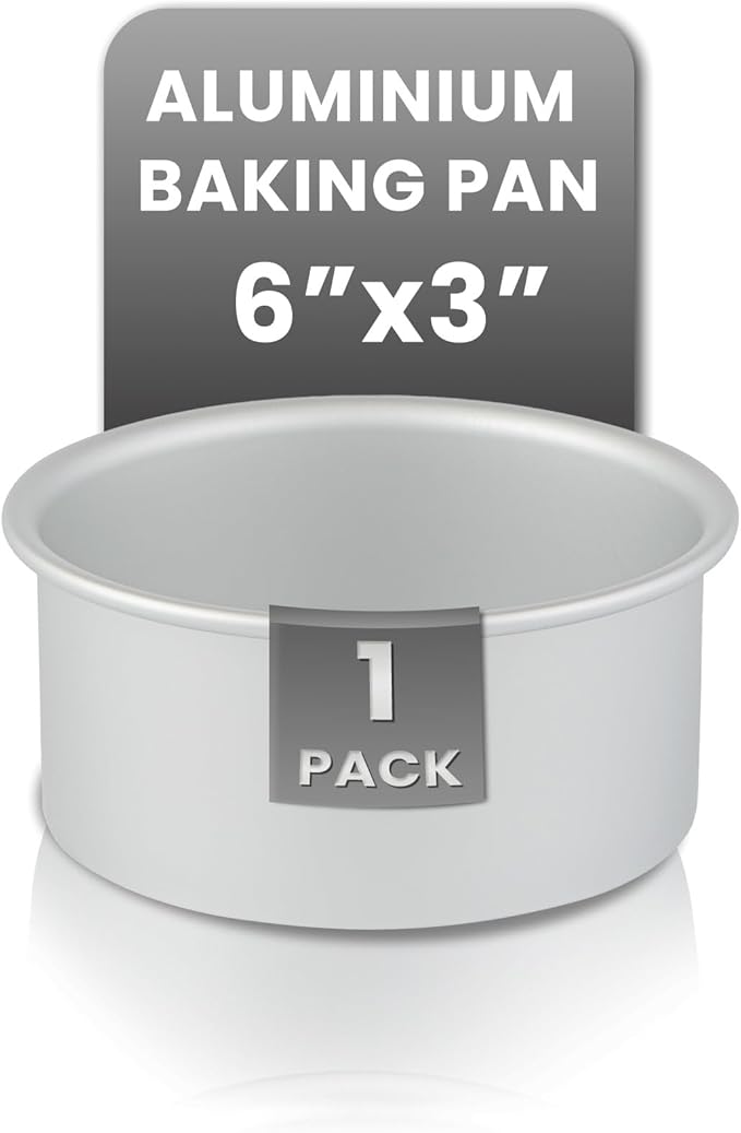 Restaurantware-Met Lux 6 x 3 Inch Straight-Sided Baking Tin, 1 Round Cake Pan - Oven-Ready, Freezable, Anodized Aluminum Round Baking Pan, Greaseproof, For Layer Birthday Cake