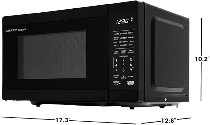 SHARP Compact Countertop Microwave Oven with Removable 10" Carousel Turntable, 700 Watt, 0.7 Cubic Feet, Black