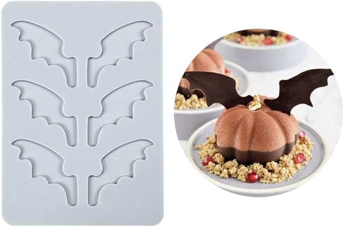Silicone Molds 3D Hollow Leaf Chocolate Molds Honeycomb Bee Candy Mold Flower Pattern Fondant Mold Cake Topper Sugar Craft Decoration (C_Bat_5.32 * 3.8 * 0.12inch)