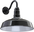 Steel Lighting Co. Gardena Barn Light | Outdoor Wall Mounted | 16" Dome | 11" Gooseneck | Farmhouse Light Made in America | Black Exterior/White Interior