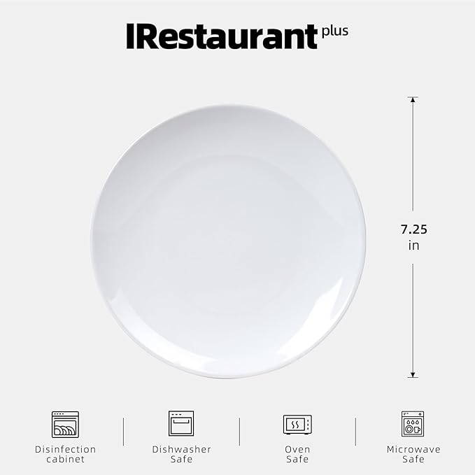 Stoneware Coupe Commercial Grade Dinnerware Bright White Plate 7.25", Case of 36
