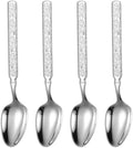 Thickened Stainless Steel Dinner Spoons with Hammered Edge,Serving Spoon Set,Heavy Table Spoons for Dinner, Party Wedding,Set of 4