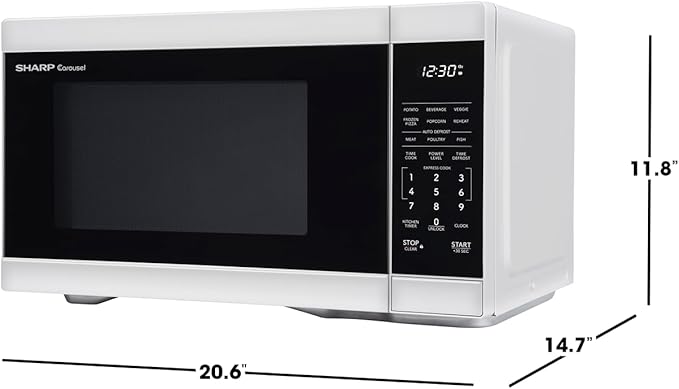 SHARP Countertop Microwave Oven with Removable 12.4" Carousel Turntable, 1000 Watt, 1.1 Cubic Feet, White