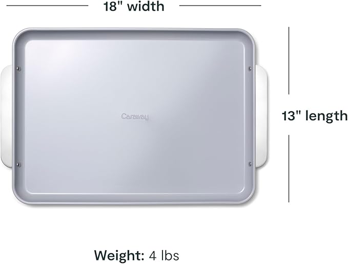 Caraway Non-Stick Ceramic Baking Sheet - Naturally Slick Ceramic Coating - Non-Toxic, PTFE & PFOA Free - Perfect for Baking, Roasting, and More - Large (18" x 13") - Sage