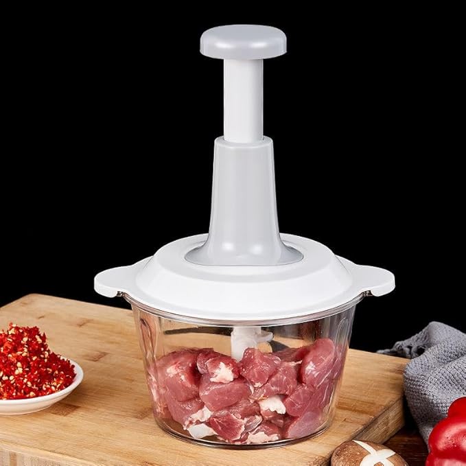 Manual vegetable Cutter Chopper, food processor Large 1.5L Bowl Effortless Meat Mincer Fruits and Herbs Chopper Garlic Onion Hand Press Manual Food Chopper (Pink)