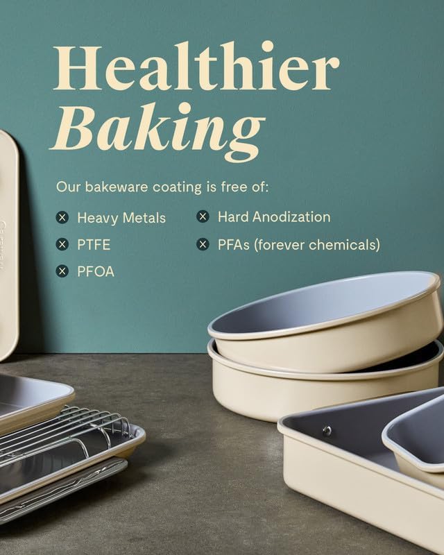Caraway Non-Stick Ceramic 9” Square Pan - Naturally Slick Ceramic Coating - Non-Toxic, PTFE & PFOA Free - Perfect for Brownies, Lemon Bars, Cakes, & More - Black