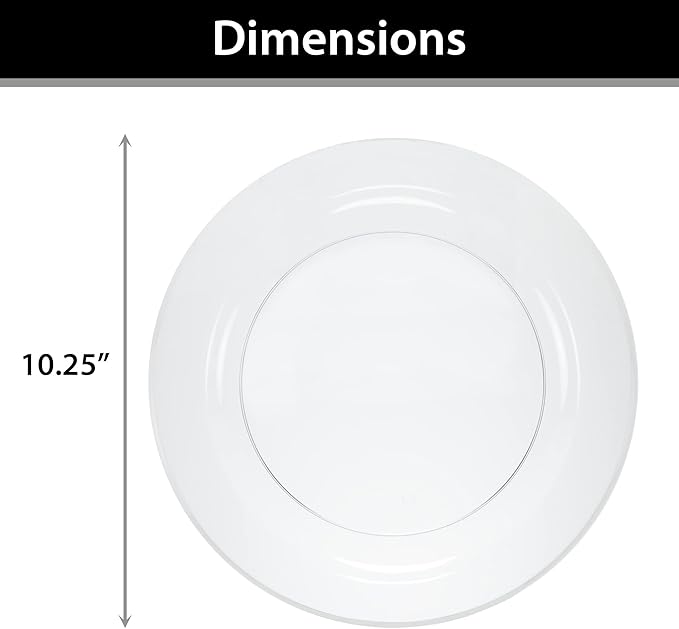 Lillian Tablesettings 240 Count Plastic Plates 10.25 inch Premium Quality Heavyweight China Like Disposable Plates, Wedding and Party Dinnerware, Crystal Clear - Value Pack 240 Count
