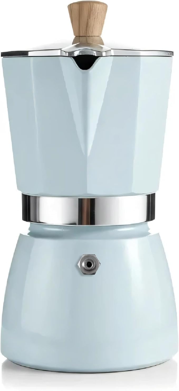 AGOGO Milano Moka Pot, Stovetop Espresso Maker, Greca, Coffee Percolator, Turkish Coffee Maker with Paper Filter 6 Cup Lake Blue