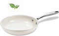 8" Ceramic Frying Pan Nonstick, Small Skillet, Cooking Pan Non Toxic with Stay Cool Handle for Induction, Chef's Pan, PTFE & PFAS & PFOA Free, Dishwasher/Oven Safe, White