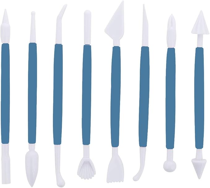 Marshmallow Fondant Cake Decorating Hand Tool 12 Pcs 5 Sets Sugarcraft Gumpaste Icing Smoother Rolling Pin Trimmer Cutter Embosser Flower Scissor Modelling Accessories Supplies Kit Blue