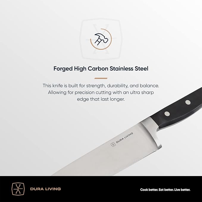 DURA LIVING 3.5 Inch Paring Knife – Essential High Carbon Stainless Steel, Razor-Sharp, Multipurpose Small Kitchen Knife, Ergonomic Handle, Perfect for Precision Tasks, Sleek Black Design