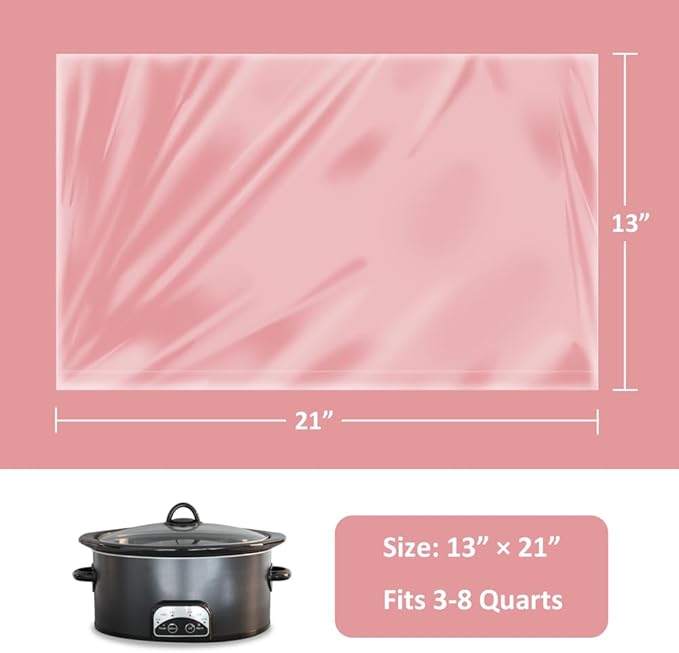 Large Size 36 Count Slow Cooker Liners 13"x21", Disposable Nylon Pot Liners, Multipurpose BPA-Free Cooking Bags, Fits 3-8 Quarts Oval & Round Pots & Slow Cookers