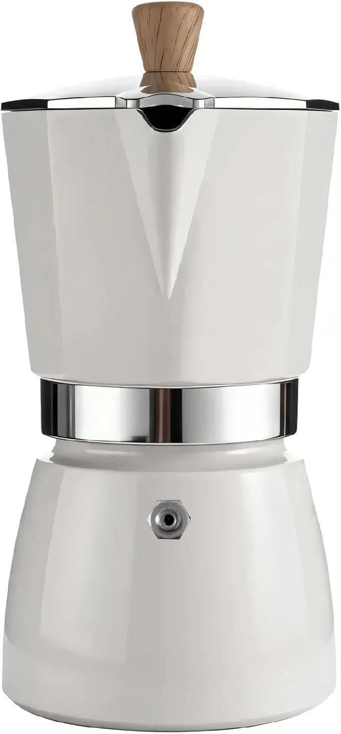 AGOGO Milano Moka Pot, Stovetop Espresso Maker, Greca, Coffee Percolator, Turkish Coffee Maker with Paper Filter, 6 Cup, Cream Color