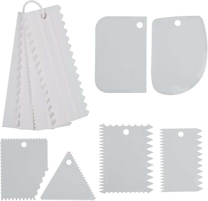 10 Pcs Cake Decorating Scraper Set, Multi Shape Cake Scraper Smoother and Icing Smoother, Reusable Plastic Tools for Baking Buttercream Pastry and Fondant
