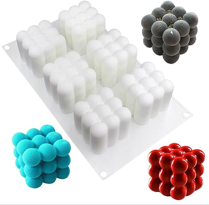 DIY 3D Candle Mold Handmade Aromatherapy Soy Wax Candle Silicone Mold Plaster Candles Mould UV Epoxy Resin Soap Molds (6 Cavity)
