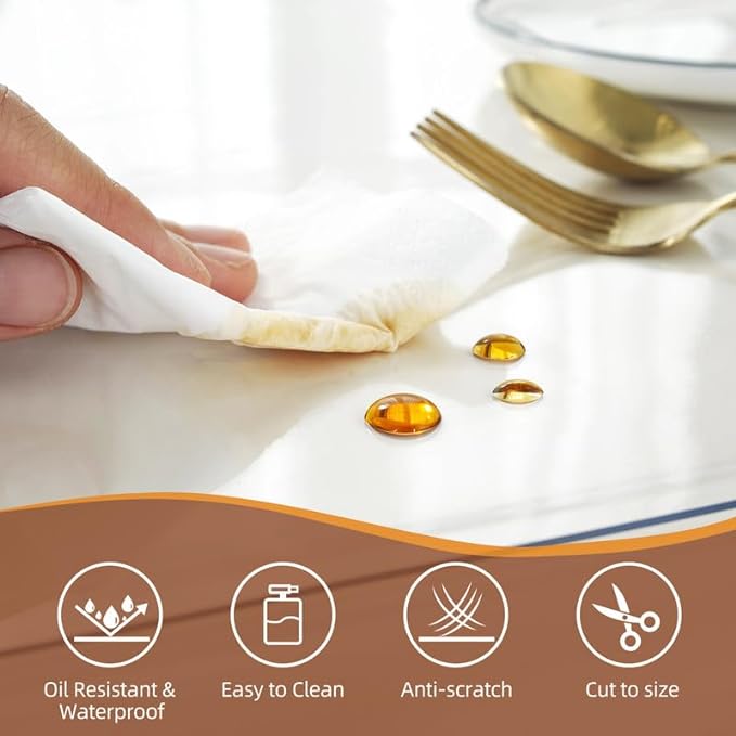 Warmstar Clear Table Cover Protector 34 x 48 Inch,1.5mm Thick Plastic Table Cover Rectangle,PVC Clear Table Protector,Desk Protector Mat for Kitchen, Dresser, Writing Desk，Dining Room Table