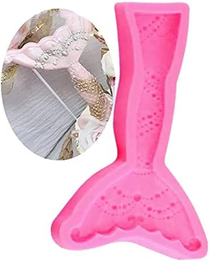 7.2'' 3D Big Mermaid Tail Mold Mermaid Theme Silicone Fondant Mold for Under The Sea Cake Decoration, Chocolate, Candy, Polymer Clay, Cupcake Decor, Sugar Craft