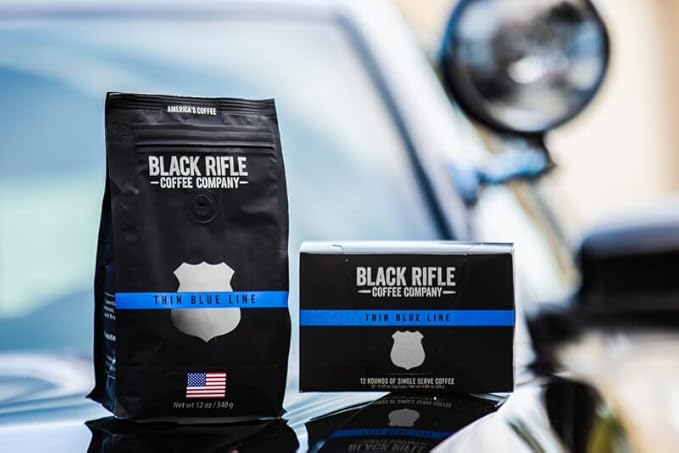 Black Rifle Coffee Company Thin Blue Line, 12 Count, Medium Roast K Cups - Single Serve K Cups Coffee Pods - Kcup Pods Compatible with Keurig 1.0 & 2.0 - Made from Arabica Beans