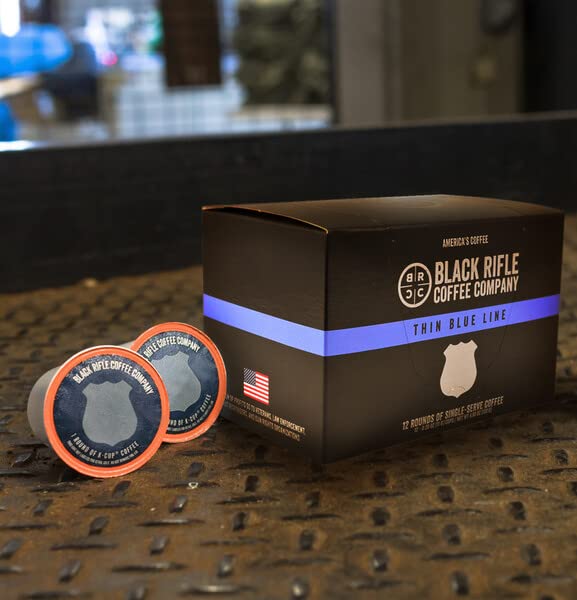 Black Rifle Coffee Company Thin Blue Line, 12 Count, Medium Roast K Cups - Single Serve K Cups Coffee Pods - Kcup Pods Compatible with Keurig 1.0 & 2.0 - Made from Arabica Beans