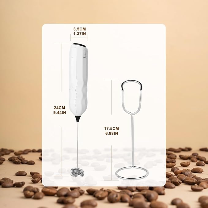SUPRUS Ultra Fast Handheld Milk Frother Double Whisk with Stand 2 Batteries Stainless Steel for Lattes Cappuccino Matcha Hot Chocolate Coffee Bar Accessories Kitchen Gadgets Gift
