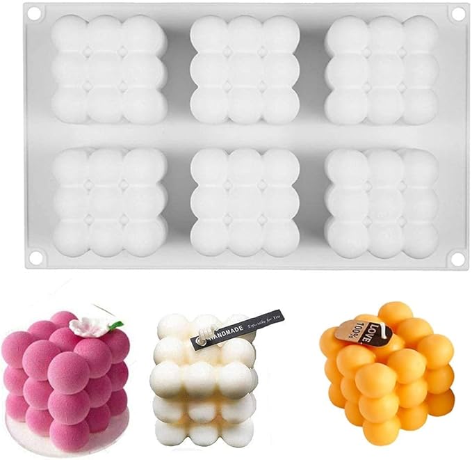 DIY 3D Candle Mold Handmade Aromatherapy Soy Wax Candle Silicone Mold Plaster Candles Mould UV Epoxy Resin Soap Molds (6 Cavity)